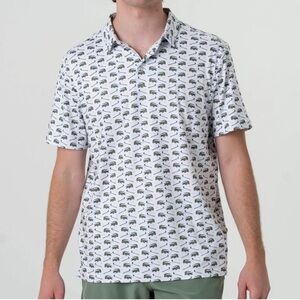 NWT Burlebo Men's XL White and Green Polo Shirt